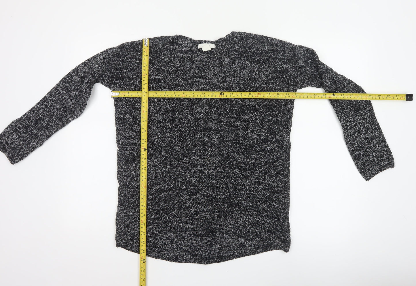H&M Conscious Women Black Marl Open Knit Cardigan XS Long Sleeve