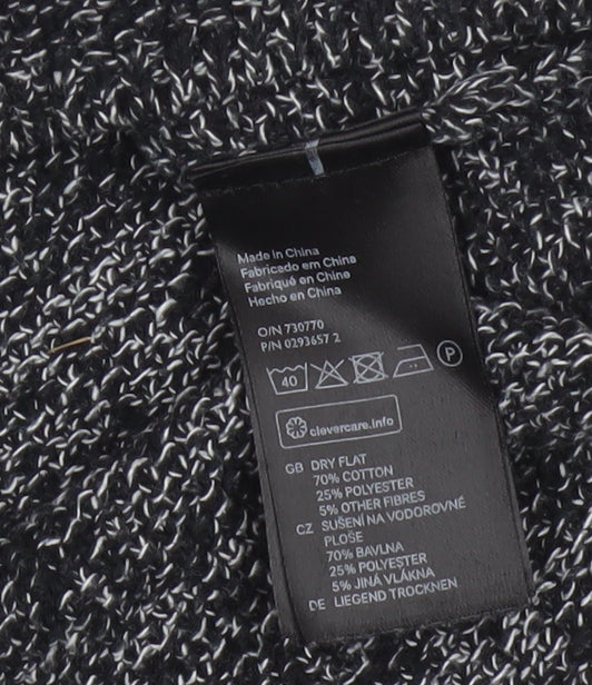H&M Conscious Women Black Marl Open Knit Cardigan XS Long Sleeve