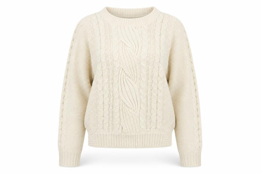 Dorothy Perkins Women’s Ivory Cable Knit Jumper UK 14 Round Neck
