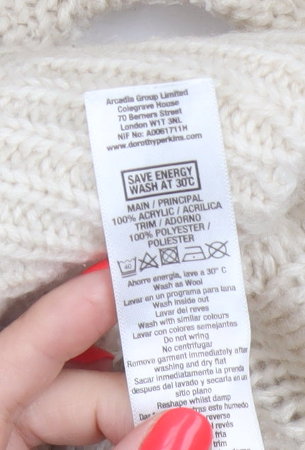 Dorothy Perkins Women’s Ivory Cable Knit Jumper UK 14 Round Neck