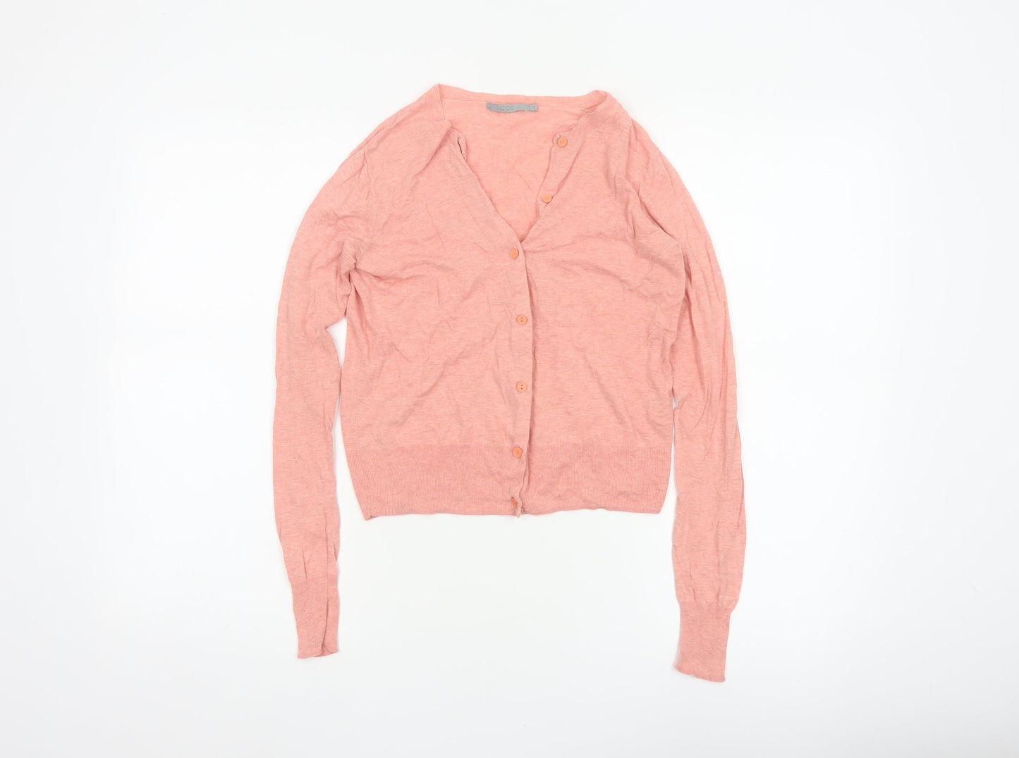 COS Women Pink XS Cotton V-Neck Button Knit Cardigan