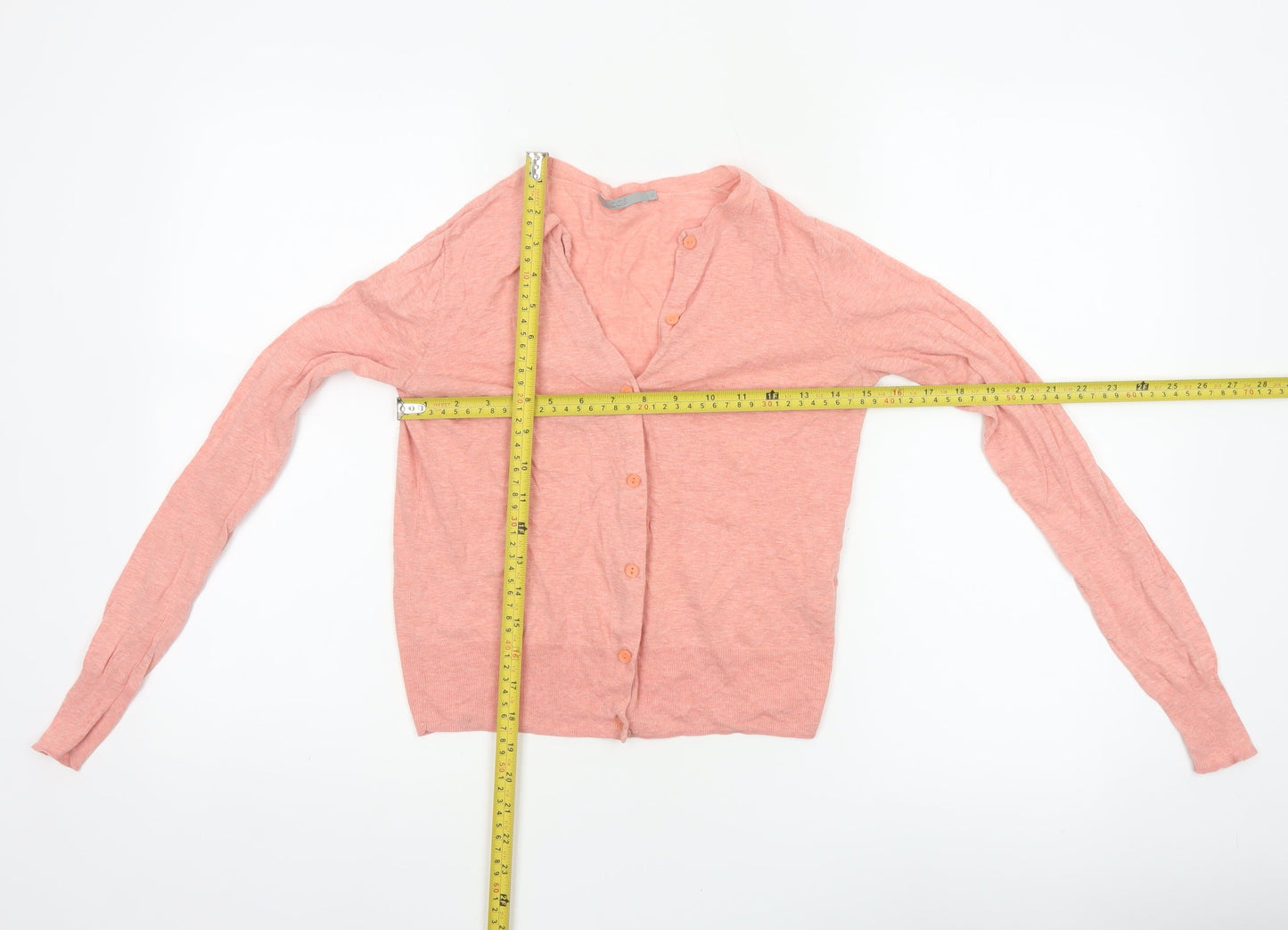 COS Women Pink XS Cotton V-Neck Button Knit Cardigan
