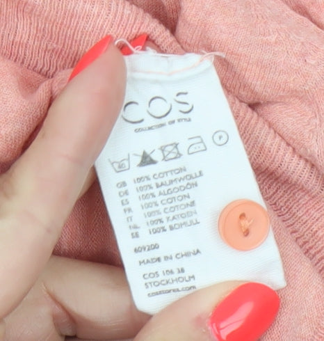 COS Women Pink XS Cotton V-Neck Button Knit Cardigan