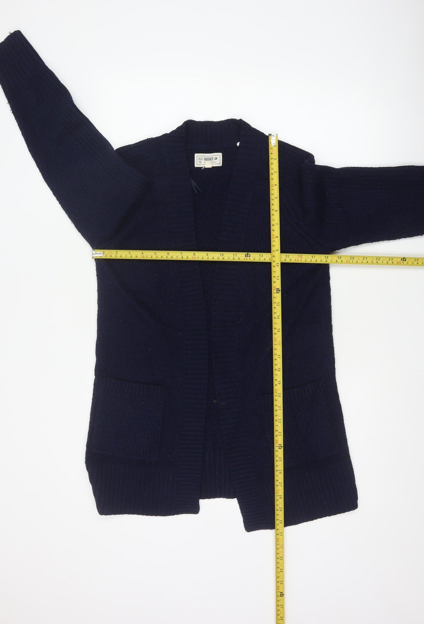 FatFace Women’s Blue UK 8 Cable Knit Open Pocket Cardigan