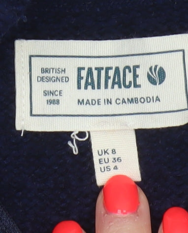 FatFace Women’s Blue UK 8 Cable Knit Open Pocket Cardigan