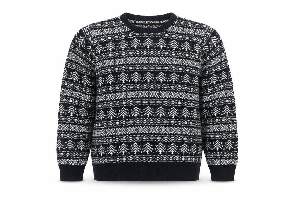 George Men’s Black L Fair Isle Acrylic Crew Neck Pullover Jumper