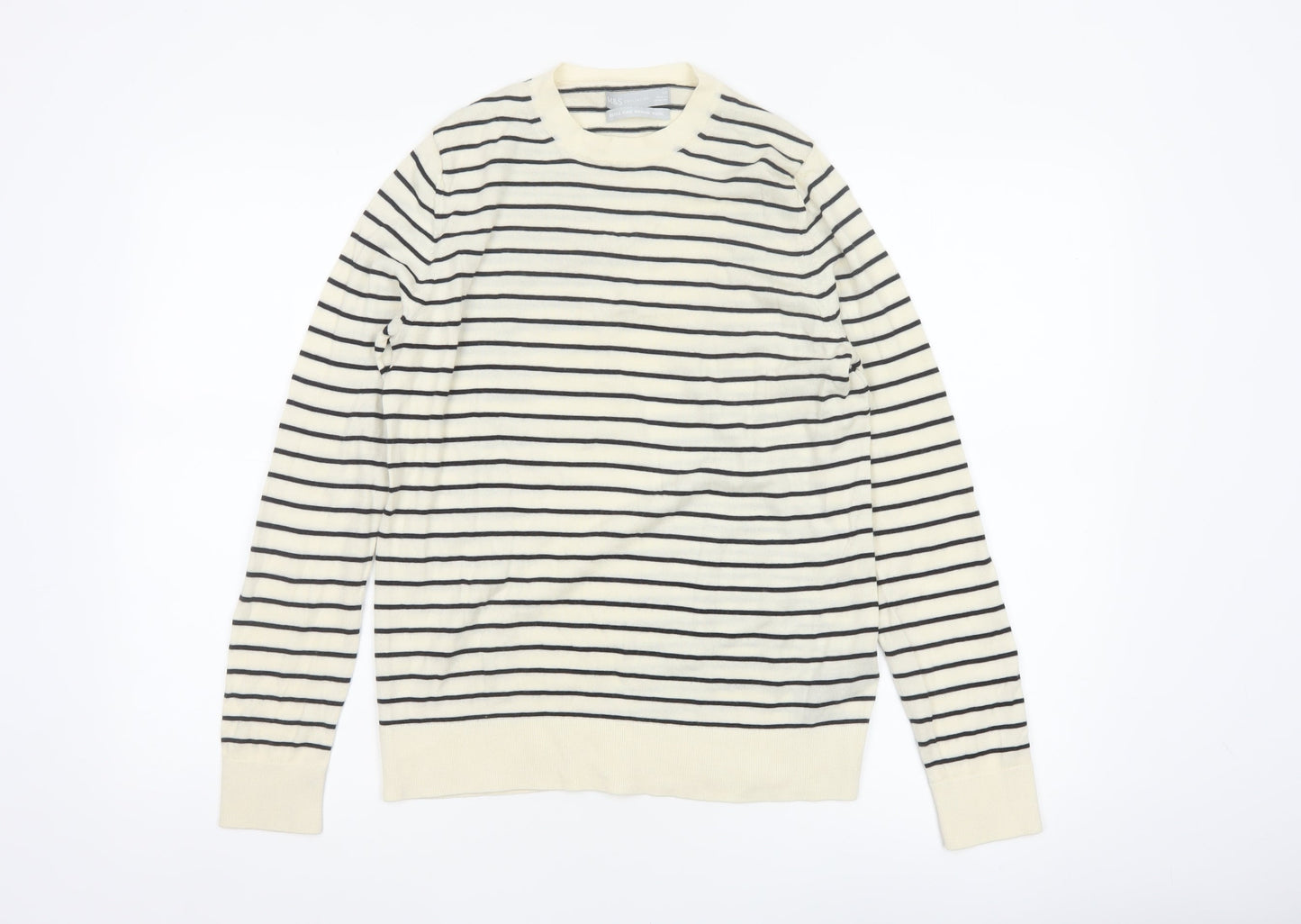 Marks and Spencer Women’s Ivory Stripe Merino Wool Pullover Jumper UK 12