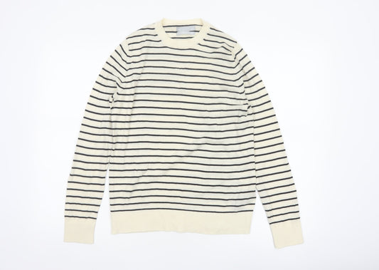 Marks and Spencer Women’s Ivory Stripe Merino Wool Pullover Jumper UK 12