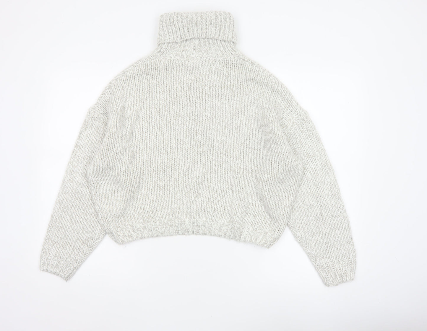 H&M Women Ivory M Chunky Knit Roll Neck Oversized Jumper