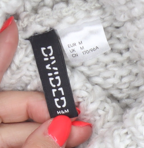H&M Women Ivory M Chunky Knit Roll Neck Oversized Jumper