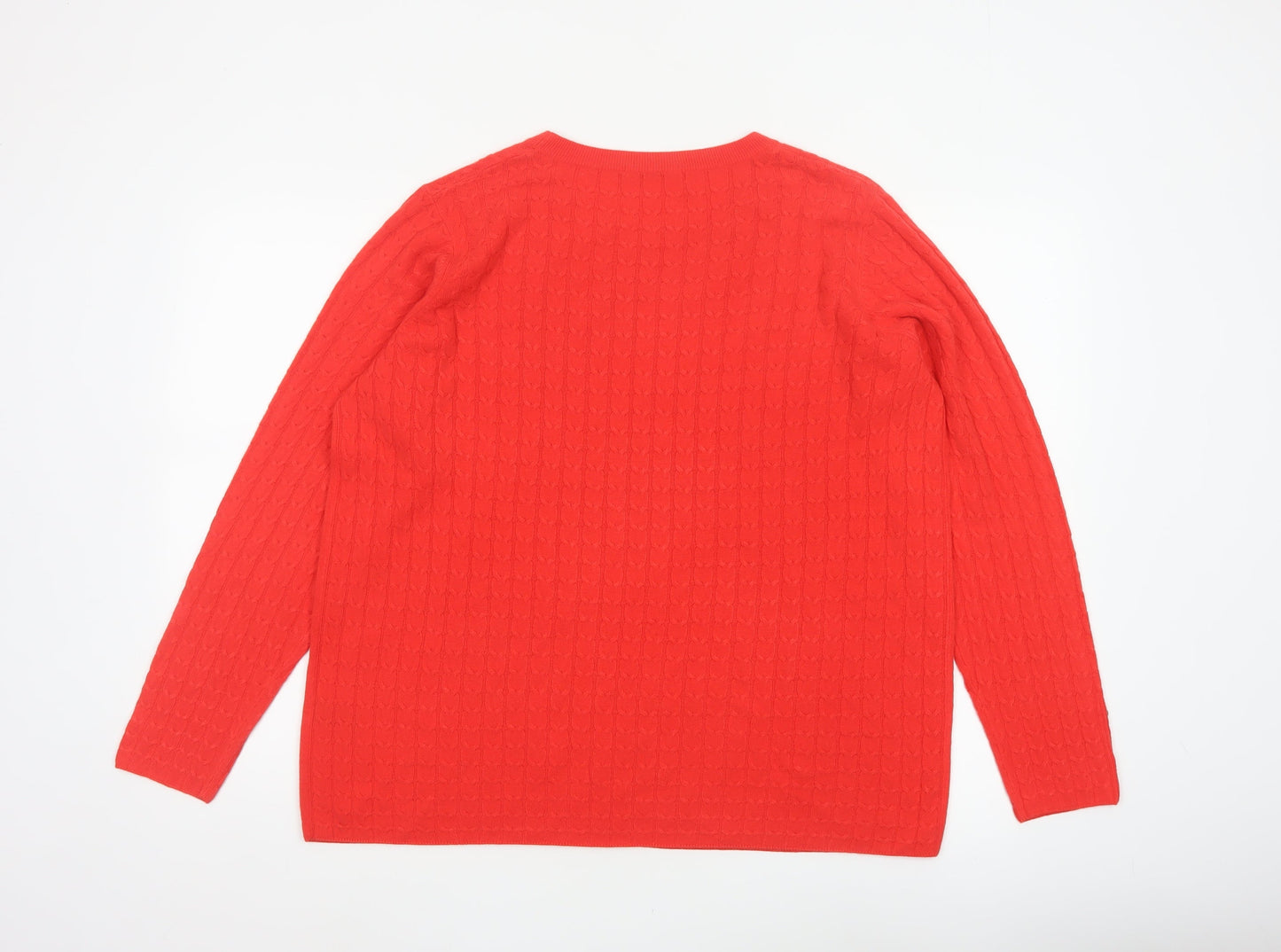 Tu Women’s Red Size 20 Cable Knit Crew Neck Jumper Button Cuffs