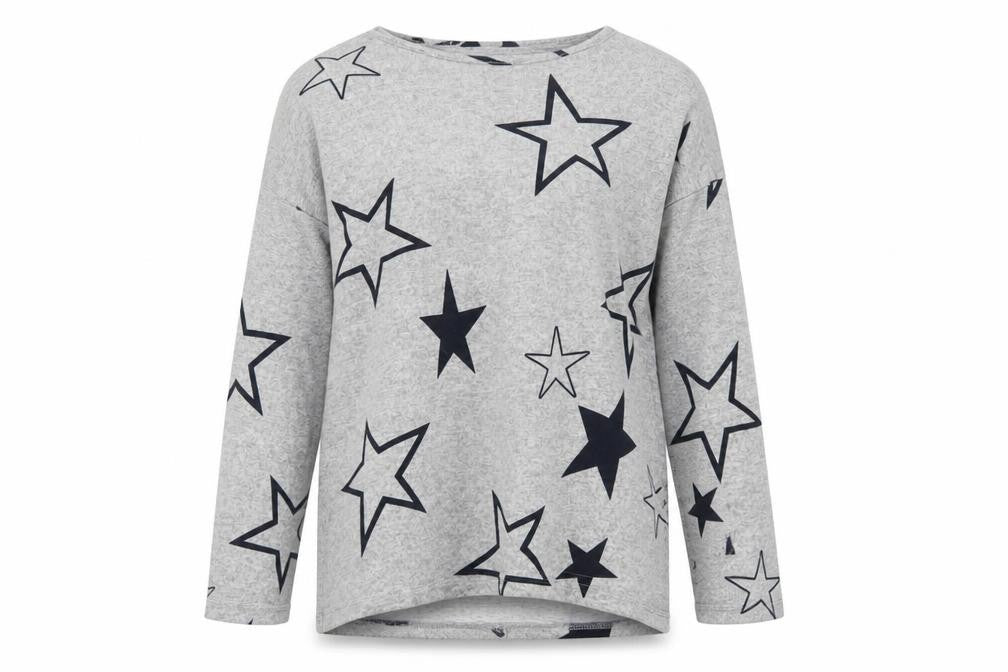 LTS Women’s Grey Star Print Long Sleeve Pullover Jumper UK 12