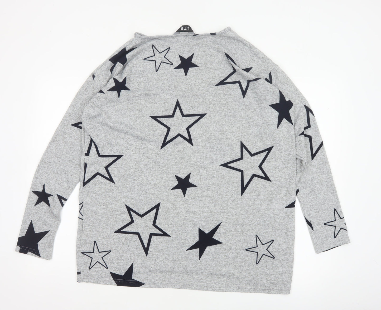 LTS Women’s Grey Star Print Long Sleeve Pullover Jumper UK 12