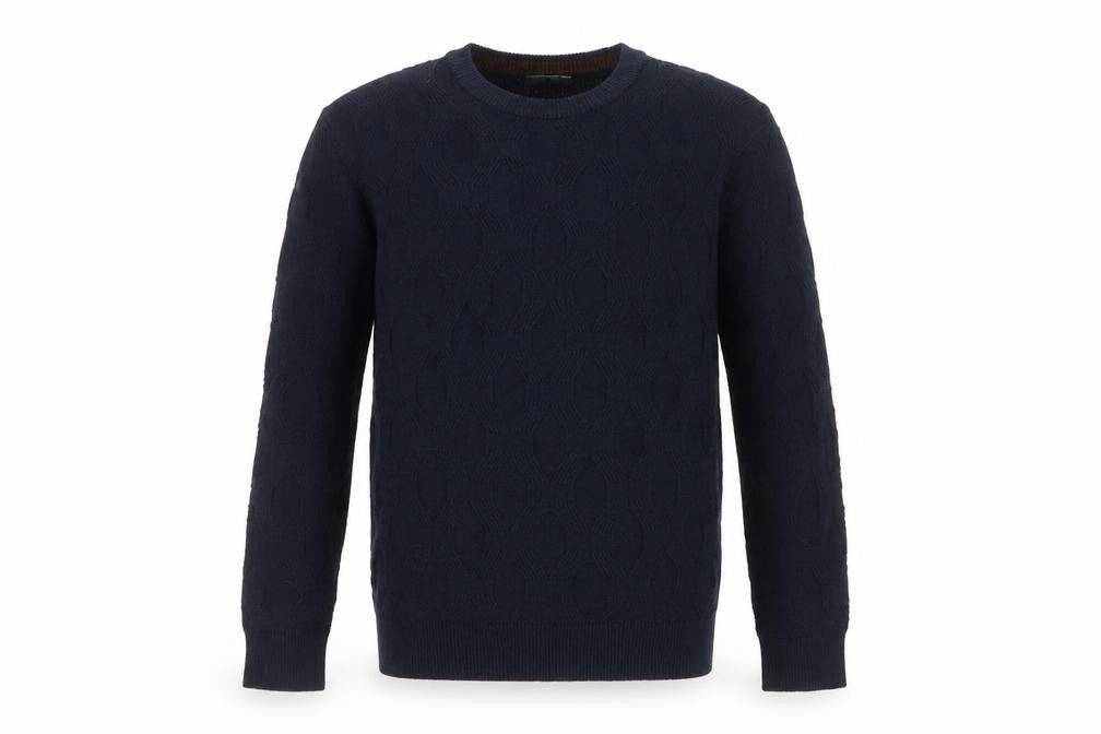 Tu Men’s Navy Blue M Cable Knit Crew Neck Pullover Jumper