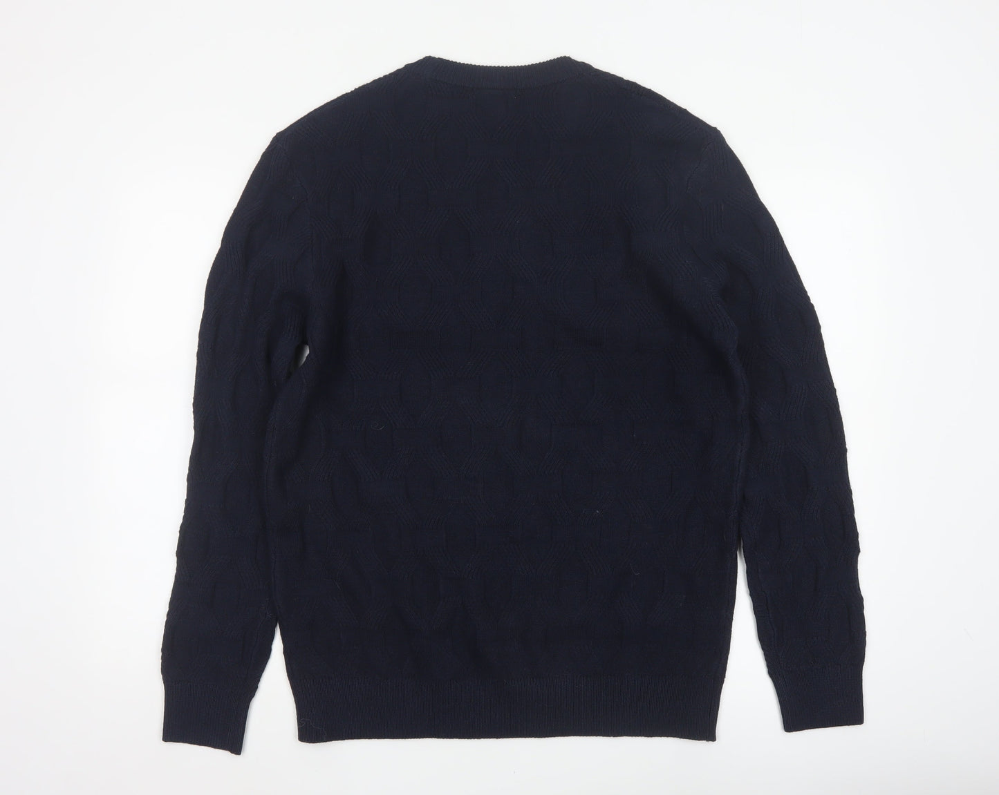 Tu Men’s Navy Blue M Cable Knit Crew Neck Pullover Jumper