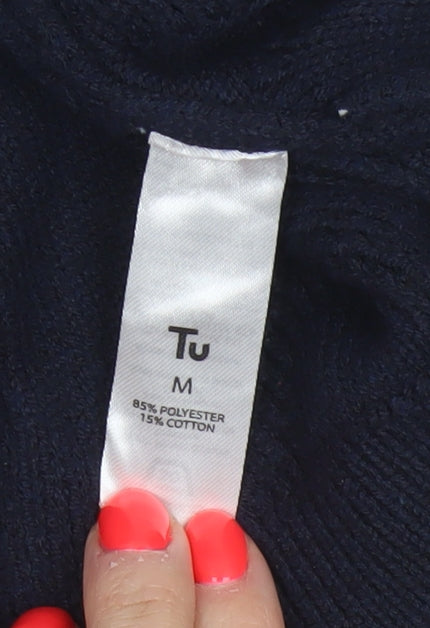 Tu Men’s Navy Blue M Cable Knit Crew Neck Pullover Jumper