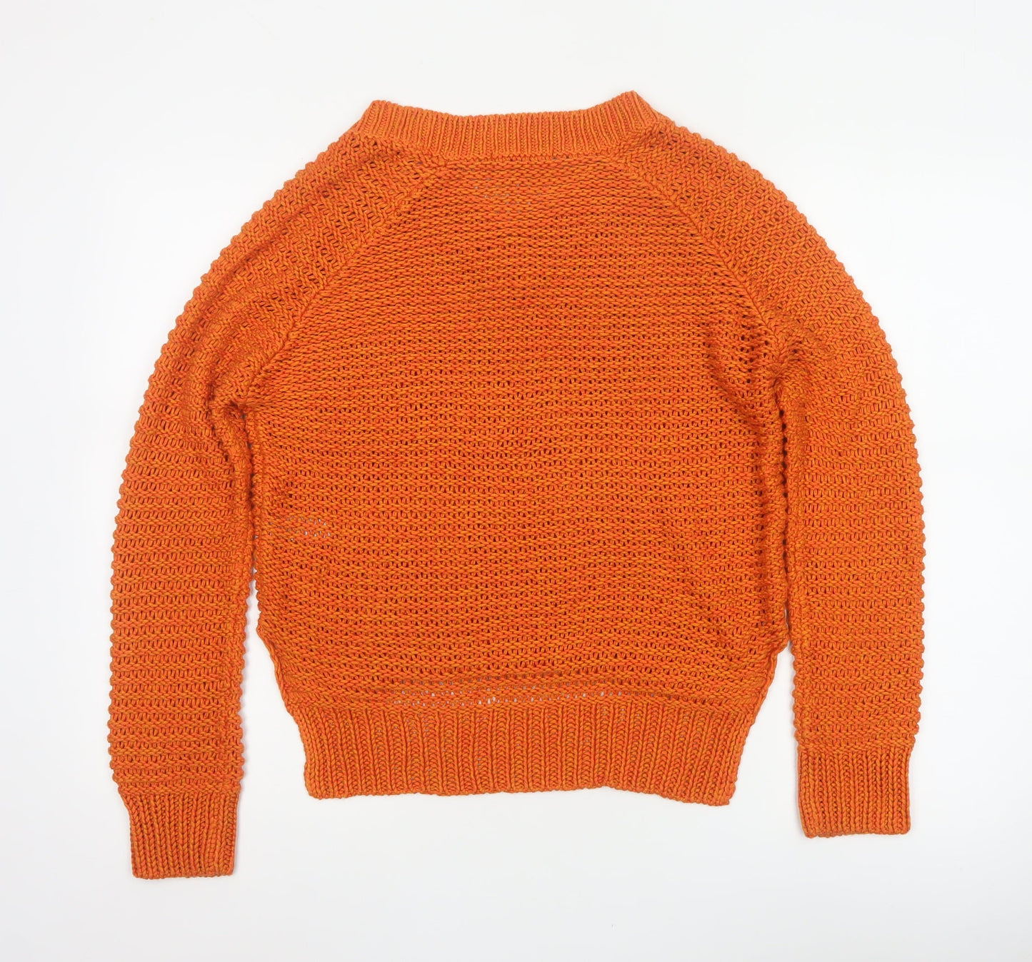 TU Women Orange Size 10 Open-Knit Crew Neck Raglan Jumper