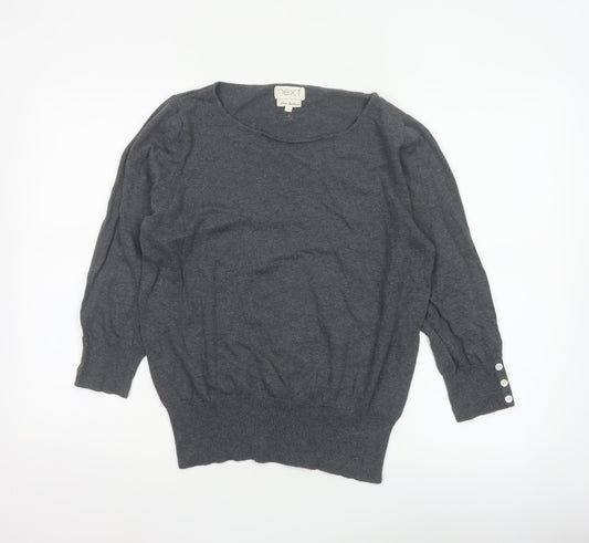 Next Women’s Grey Size 16 Modal Knit Scoop Neck Button Jumper