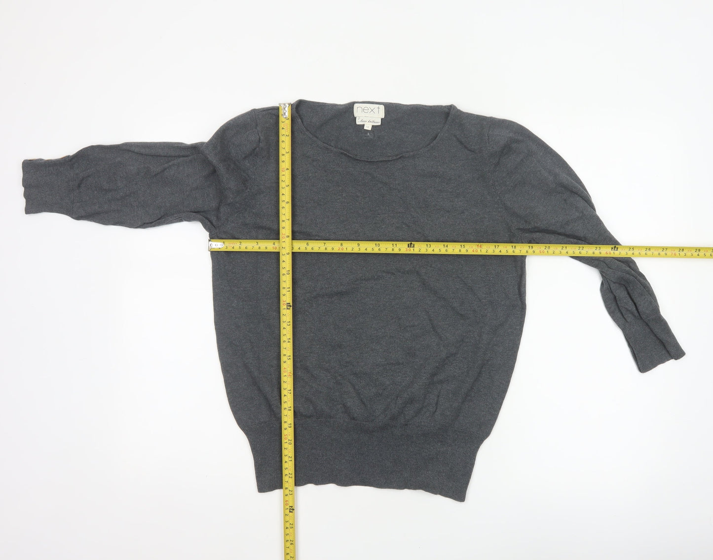 Next Women’s Grey Size 16 Modal Knit Scoop Neck Button Jumper