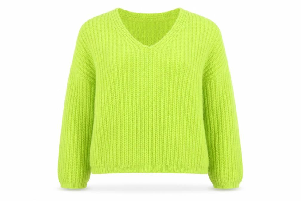 Tu Women Green Size 14 Chunky Knit V-Neck Pullover Jumper