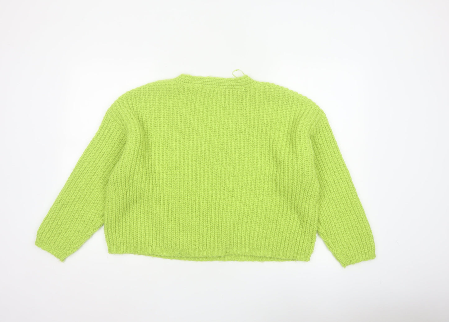 Tu Women Green Size 14 Chunky Knit V-Neck Pullover Jumper