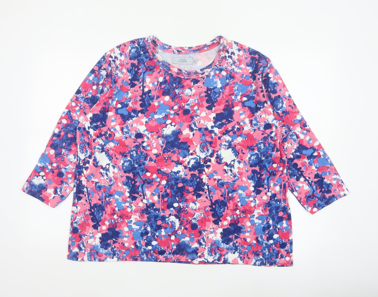 Honor Millburn Women's Multicoloured Size 20 Floral Jersey 3/4 Sleeve Top