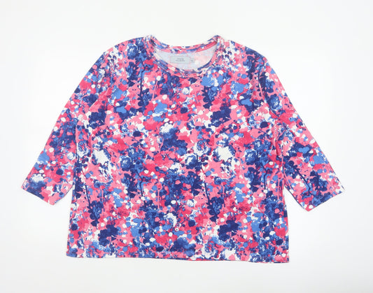 Honor Millburn Women's Multicoloured Size 20 Floral Jersey 3/4 Sleeve Top