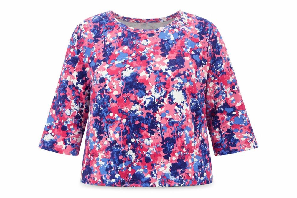 Honor Millburn Women's Multicoloured Size 20 Floral Jersey 3/4 Sleeve Top