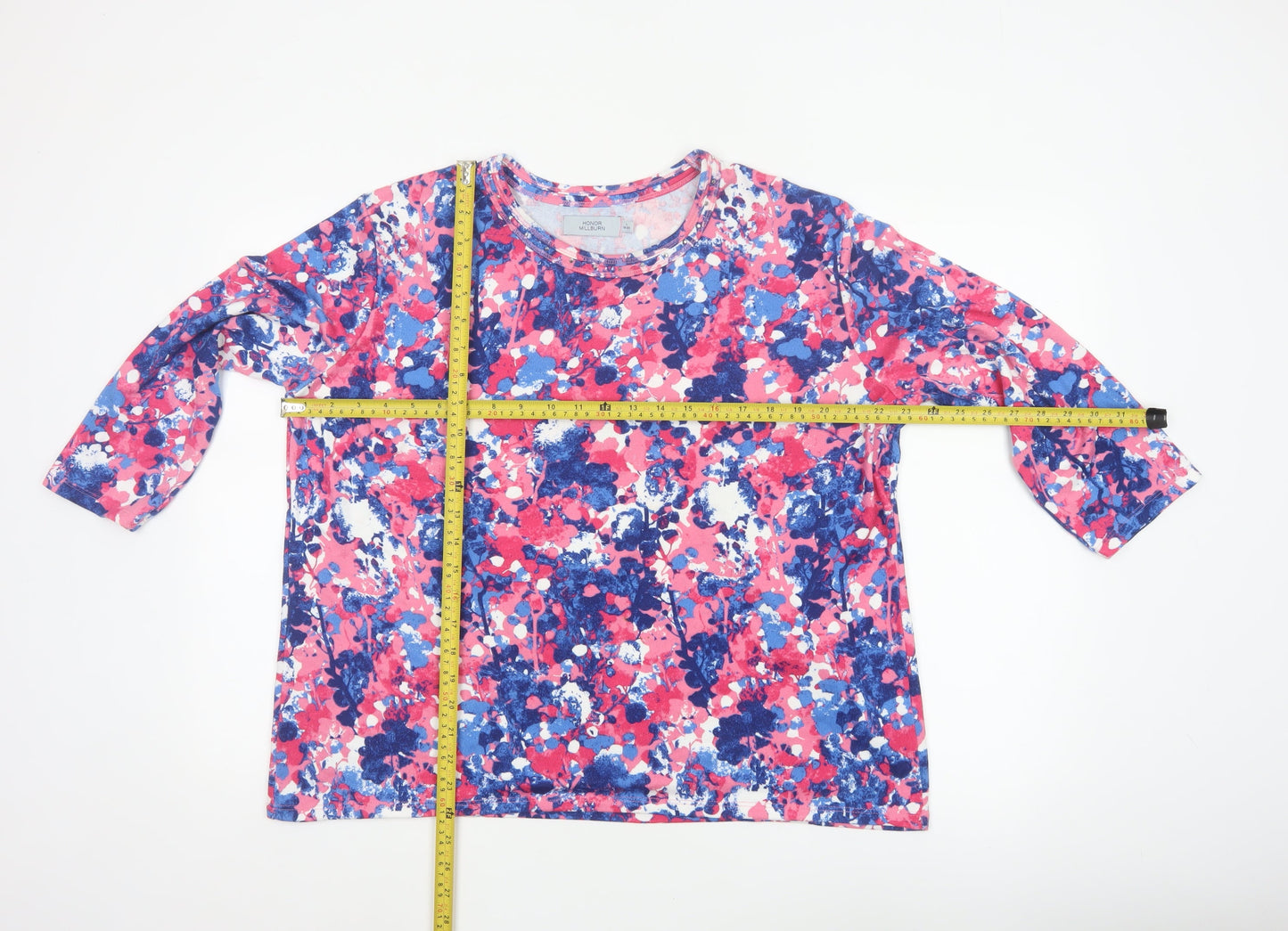 Honor Millburn Women's Multicoloured Size 20 Floral Jersey 3/4 Sleeve Top