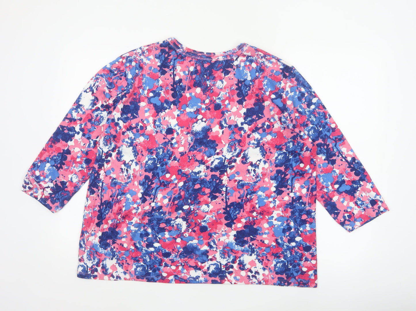 Honor Millburn Women's Multicoloured Size 20 Floral Jersey 3/4 Sleeve Top
