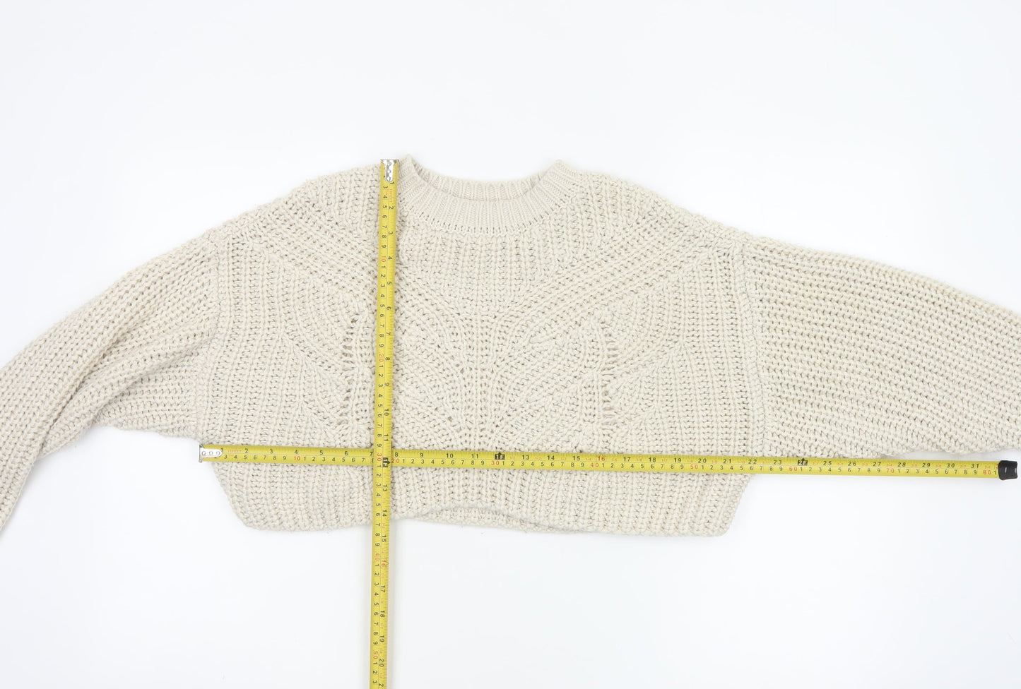 Topshop Women’s Ivory XS Chunky Cable Knit Cropped Pullover Jumper
