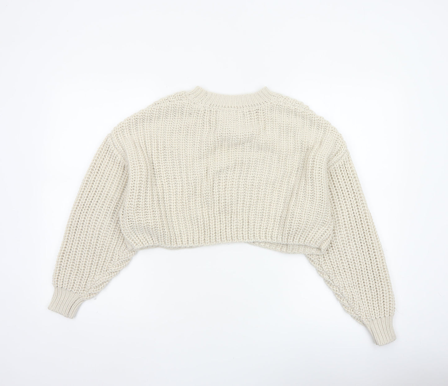 Topshop Women’s Ivory XS Chunky Cable Knit Cropped Pullover Jumper