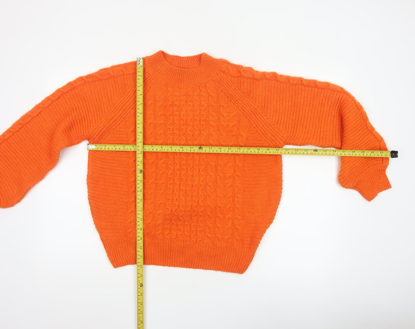 Next Women’s Orange XS Cable Knit Crew Neck Raglan Jumper