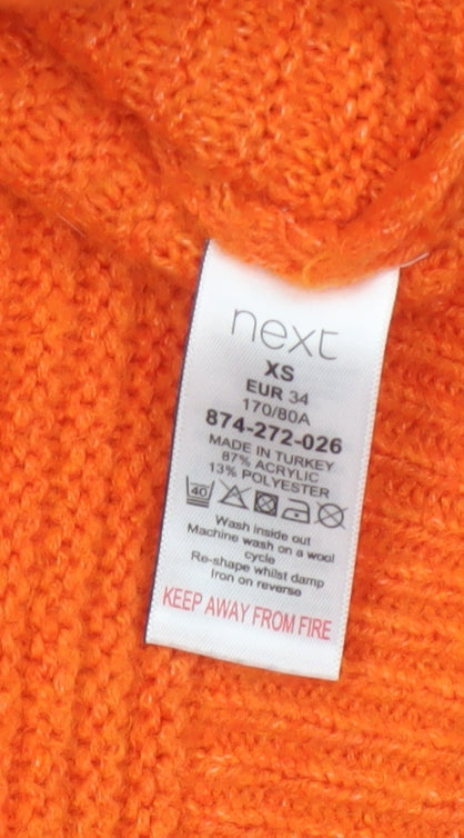 Next Women’s Orange XS Cable Knit Crew Neck Raglan Jumper