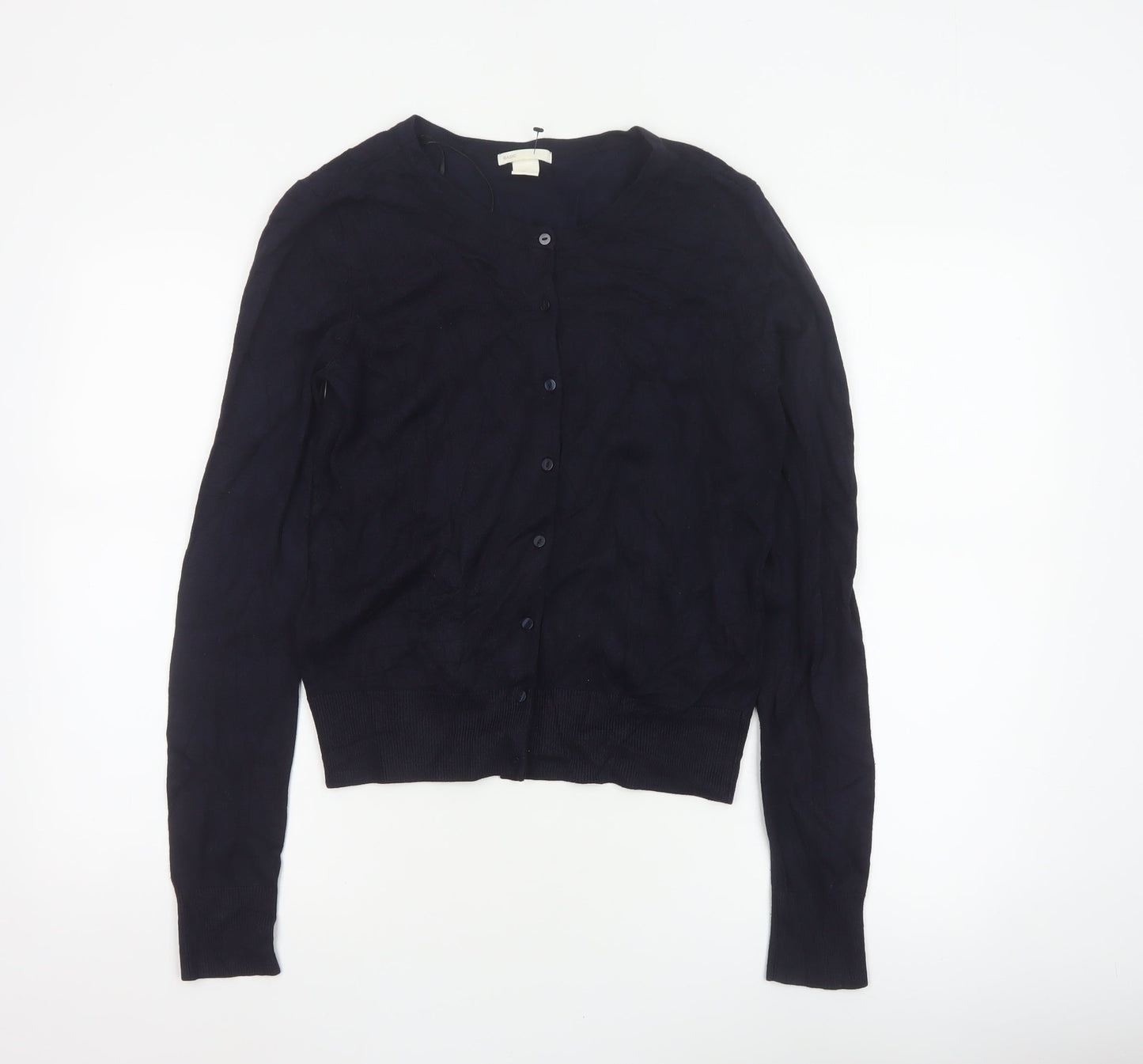 Basic Women’s Blue Size 8 V-Neck Button Knit Cardigan