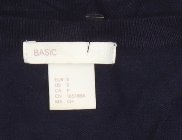Basic Women’s Blue Size 8 V-Neck Button Knit Cardigan