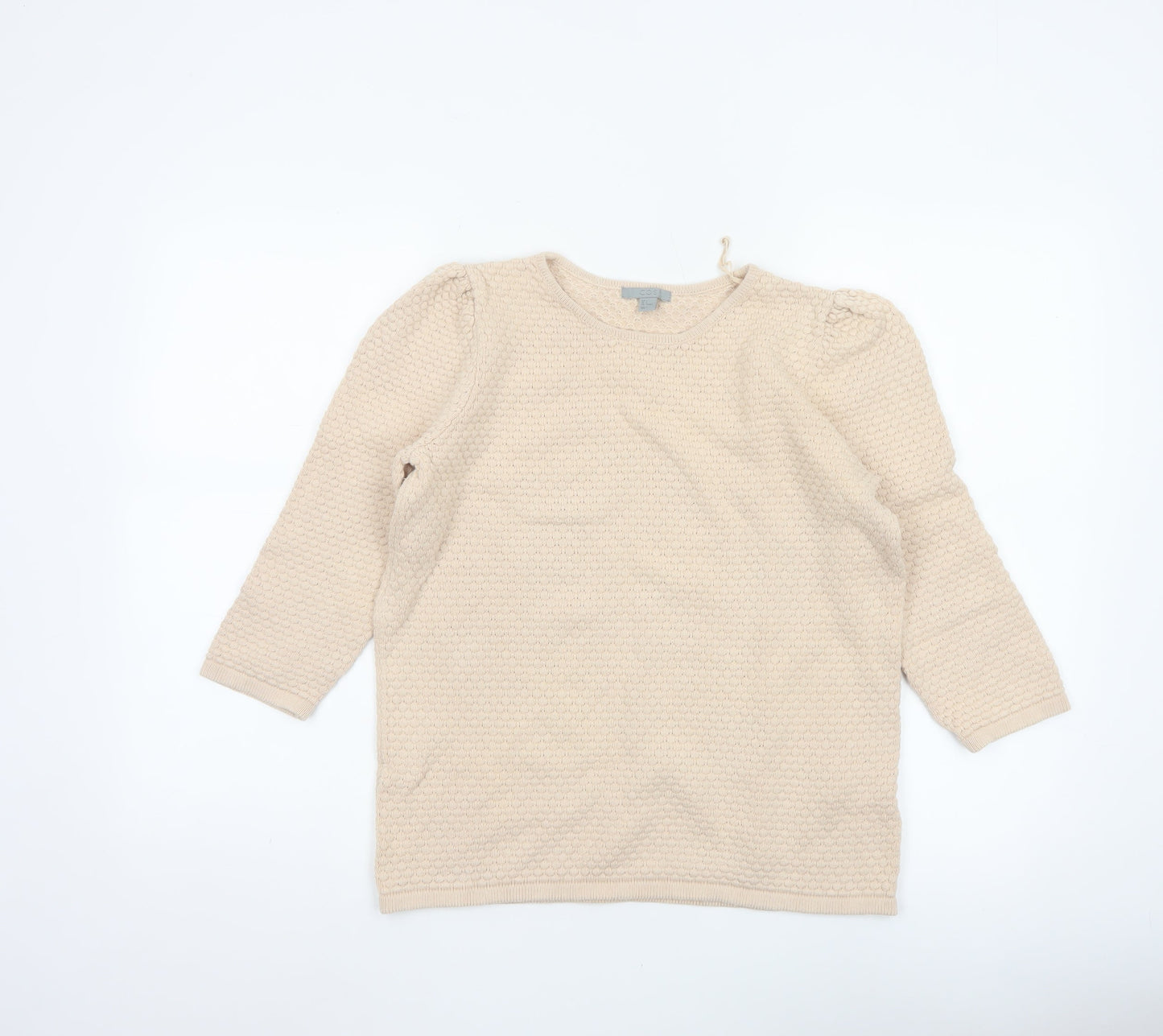 COS Women’s Beige M Cotton Textured Knit Raglan Sleeve Jumper