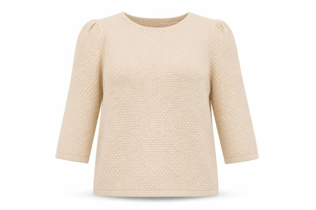 COS Women’s Beige M Cotton Textured Knit Raglan Sleeve Jumper