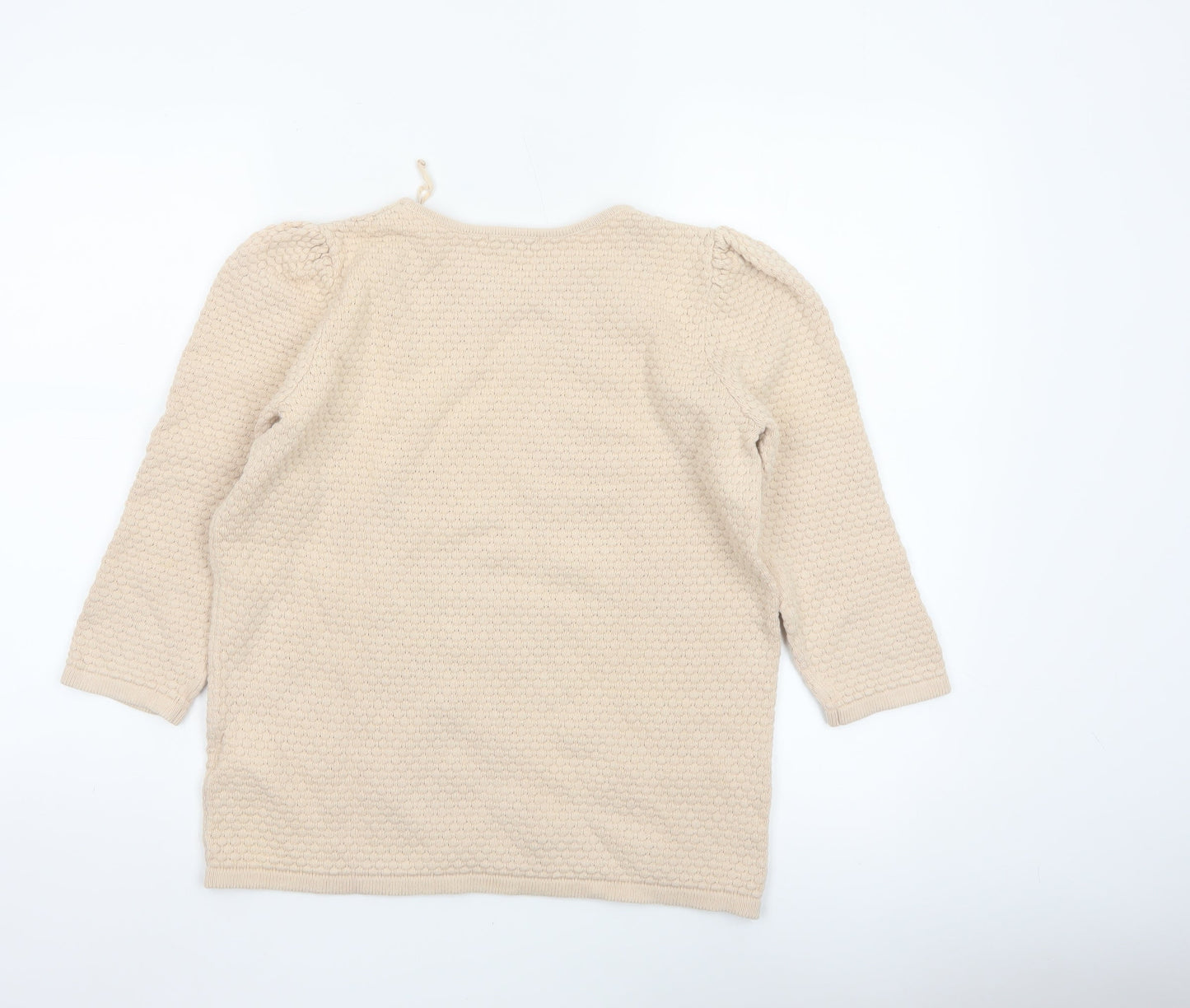 COS Women’s Beige M Cotton Textured Knit Raglan Sleeve Jumper