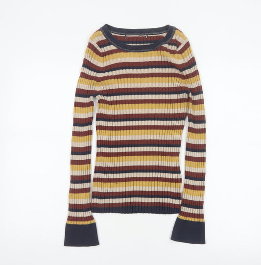 Next Women’s Multicoloured Striped Glitter Rib Knit Jumper UK 10