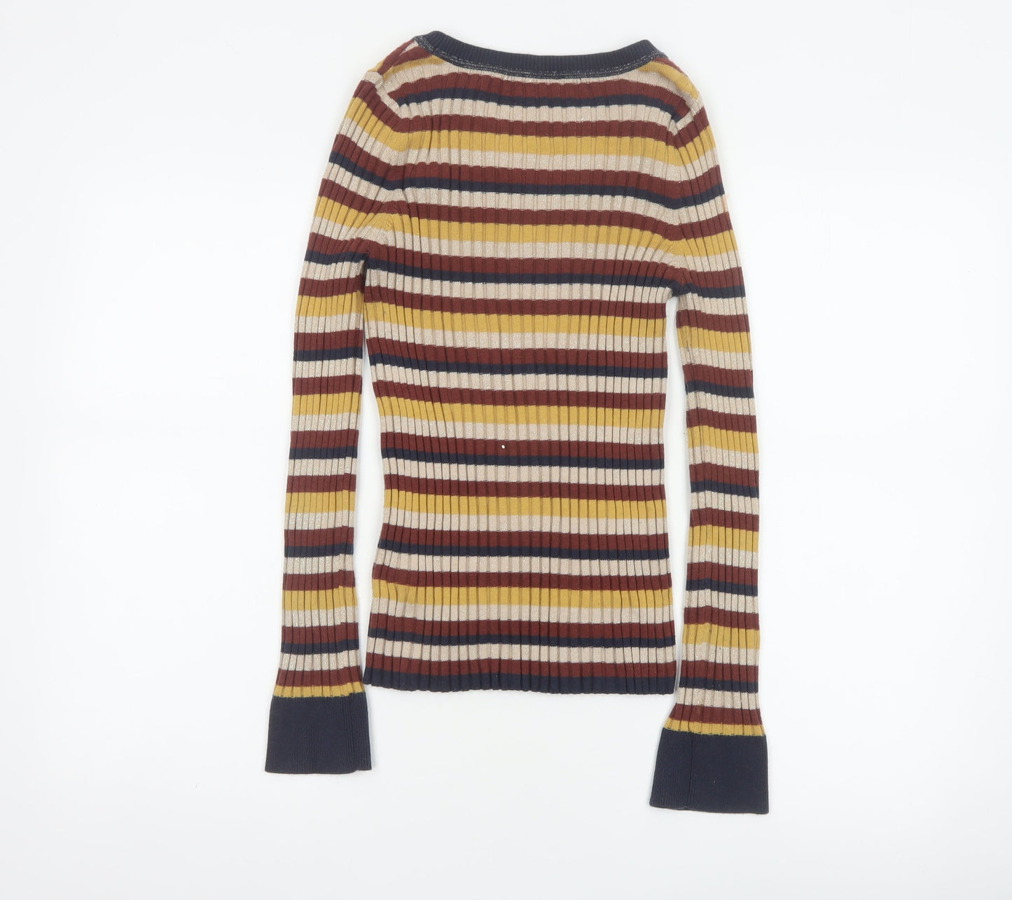 Next Women’s Multicoloured Striped Glitter Rib Knit Jumper UK 10