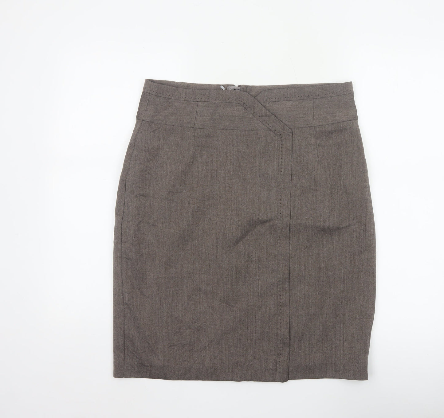Next Women’s Brown UK 14 Knee Length Pencil Skirt Lined Zip