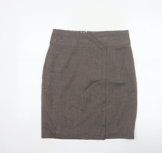 Next Women’s Brown UK 14 Knee Length Pencil Skirt Lined Zip