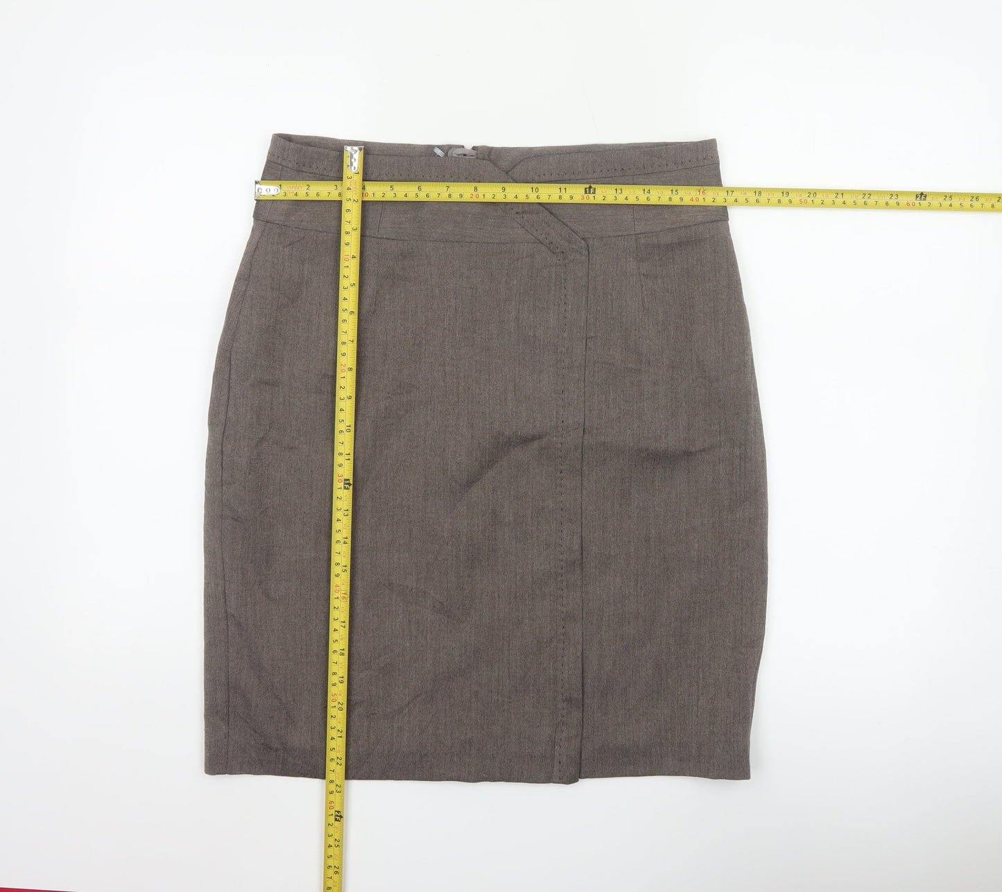 Next Women’s Brown UK 14 Knee Length Pencil Skirt Lined Zip