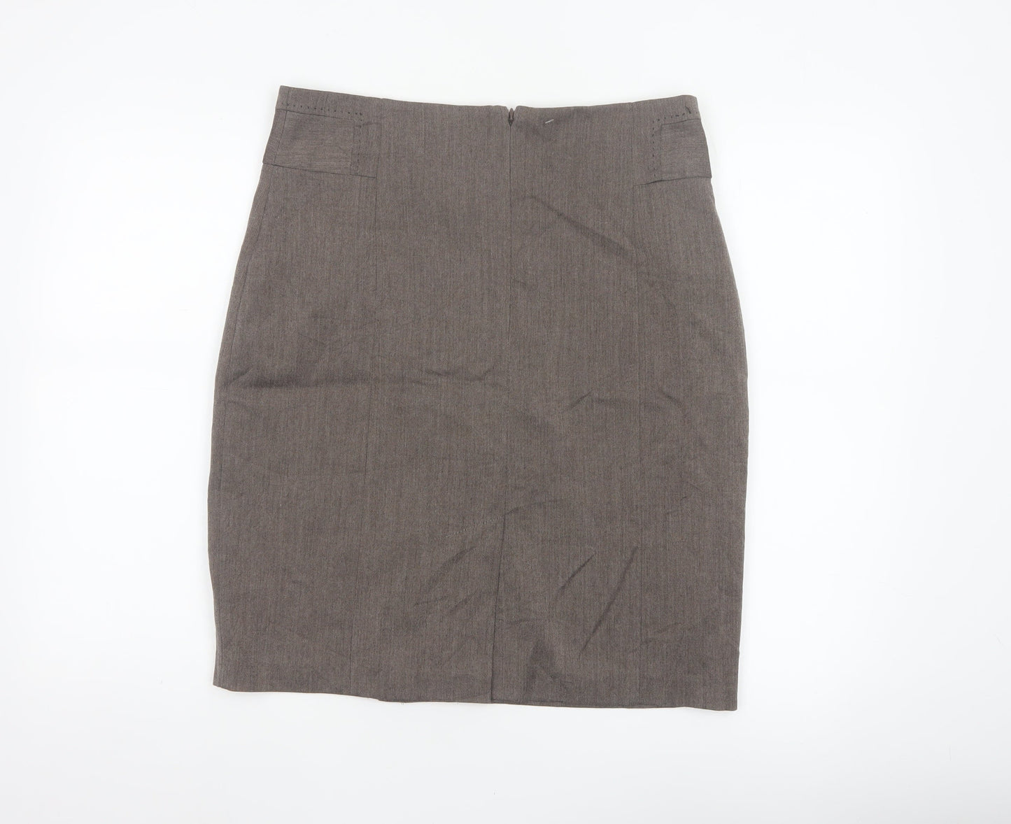 Next Women’s Brown UK 14 Knee Length Pencil Skirt Lined Zip