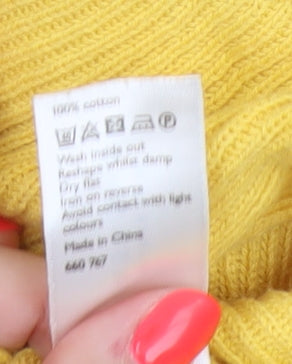 John Lewis & Partners Women Yellow Size 18 Cotton Knit Pullover Jumper