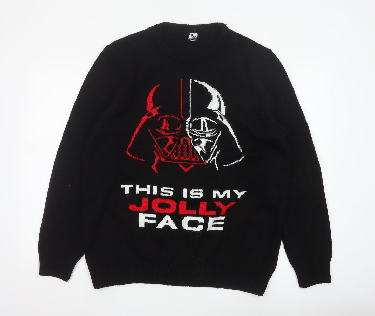 George Men’s Black L Star Wars Jolly Face Graphic Knit Jumper