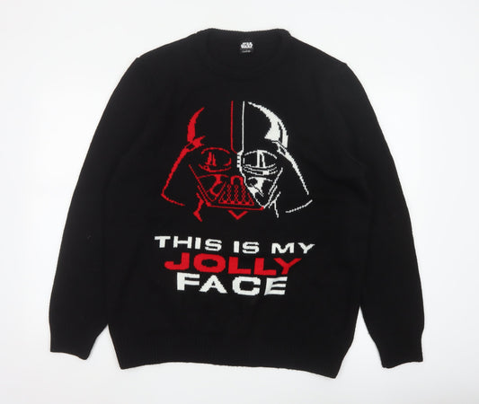 George Men’s Black L Star Wars Jolly Face Graphic Knit Jumper
