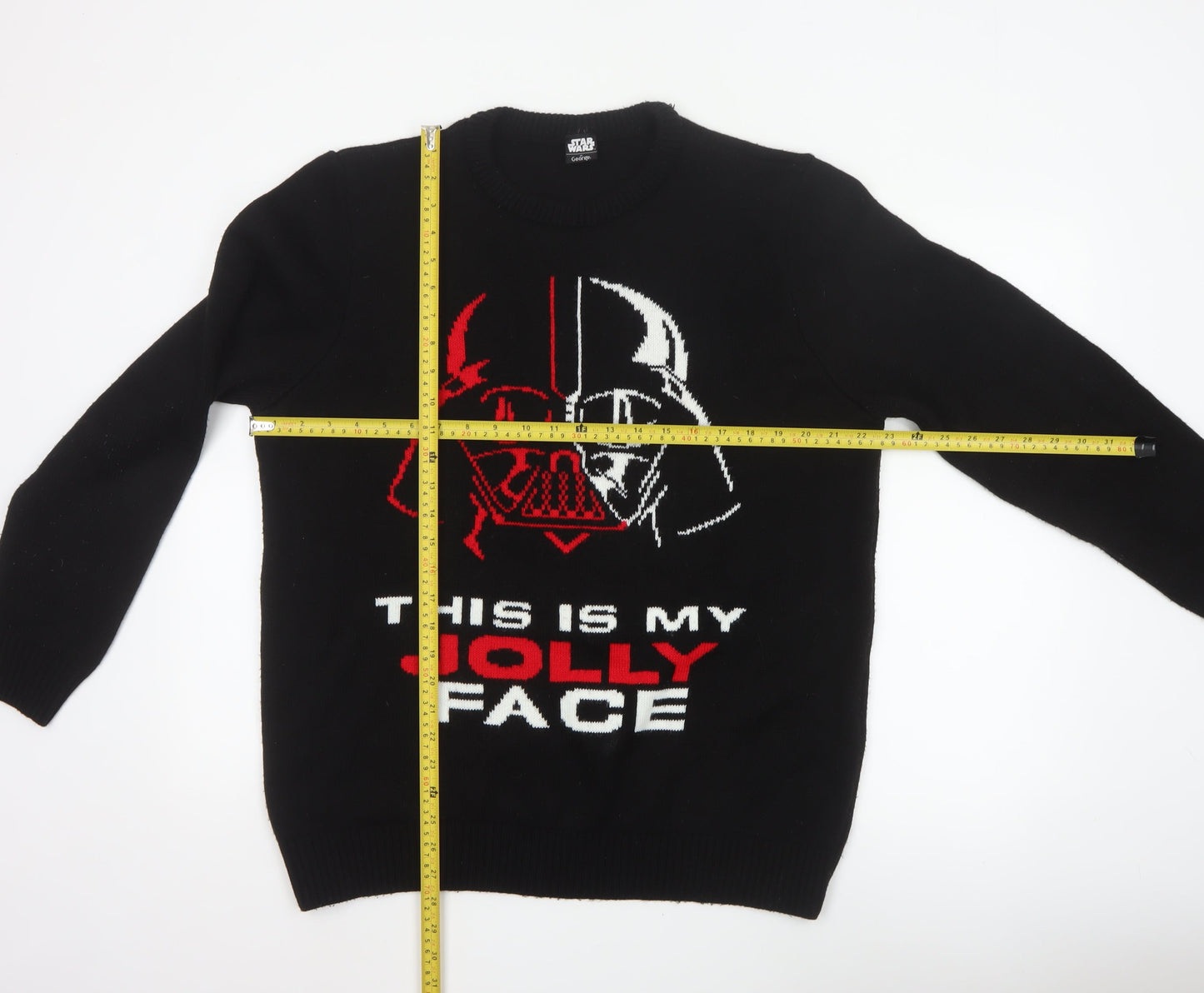 George Men’s Black L Star Wars Jolly Face Graphic Knit Jumper