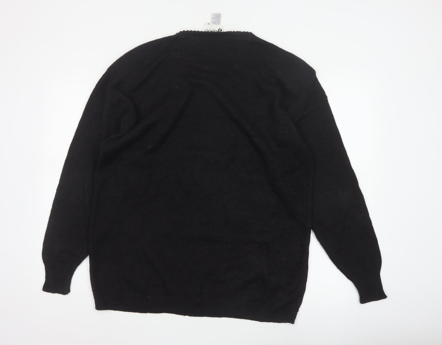 Joyce Women’s Black XL Vintage Sequin Beaded Crew Neck Jumper